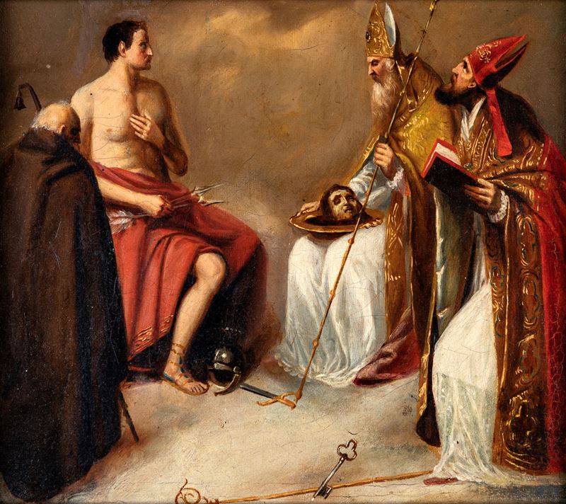 San Sebastiano, Sant’antonio Abate, San Gennaro, e un Altro Santo Vescovo