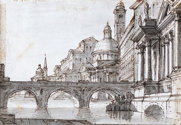Scuola veneta del XVIII secolo - Capriccio architettonico