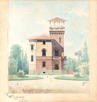 Studio per Villino in stile moresco, acquarello su carta