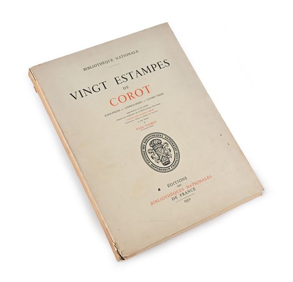 Vingt estampes de Corot. Eaux-fortes - Lithographies - Clichés verre. Reproduites en fac-similé d'après les originaux de la Bibliothèque Nationale. Avec des notes de Jean Laran Conservateur Adjoint au Cabinet des Estampes et une étude de Paul Valery