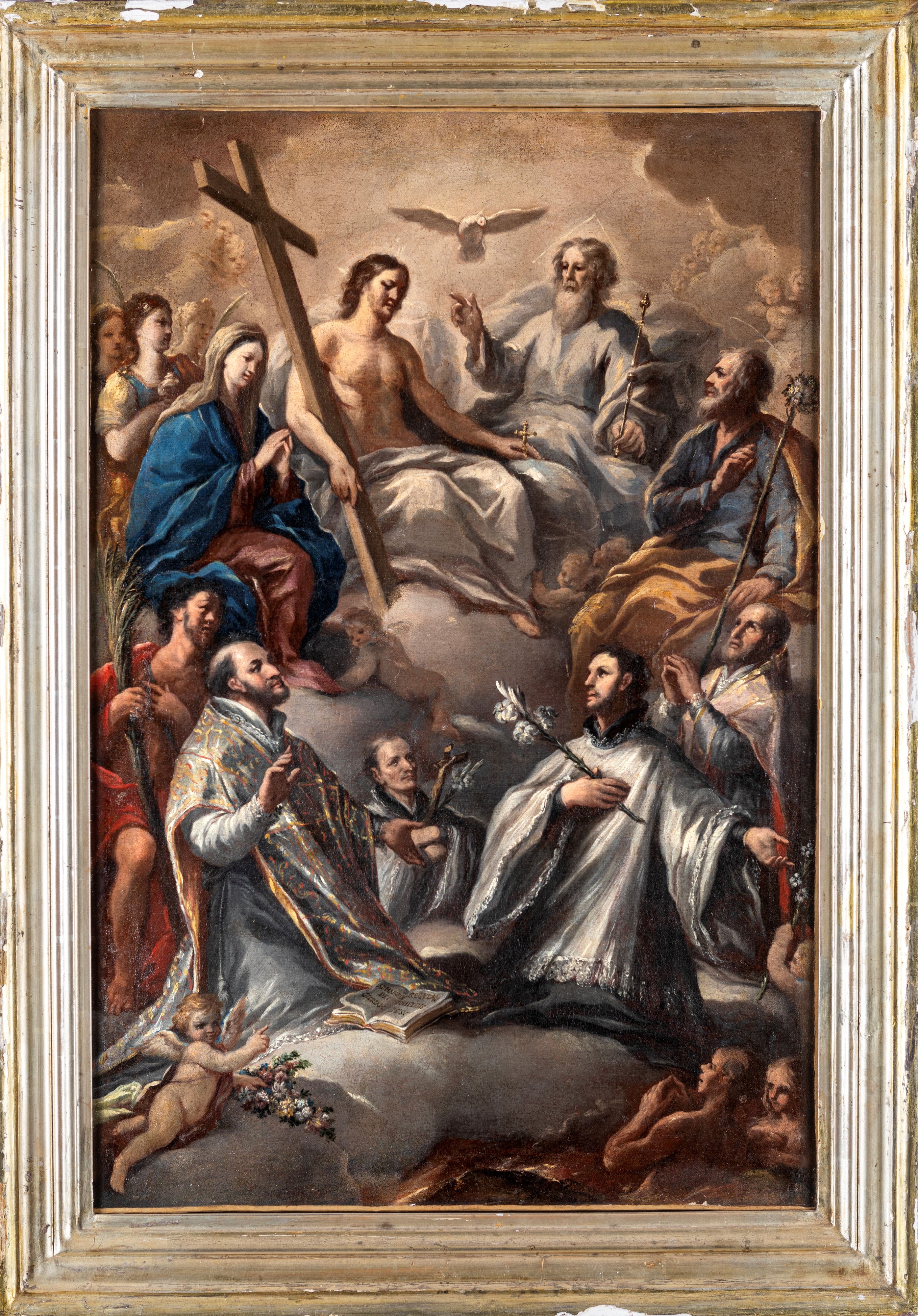 Giuseppe Mastroleo - La Trinità in Gloria con la Madonna, San Giuseppe, San Giovanni Battista, Sa...