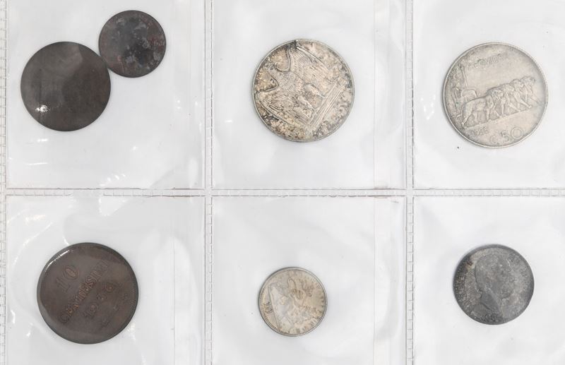 Lotto di 7 Monete: 5 del Regno D'italia, 1 di San Marino e 1 D'etiopia