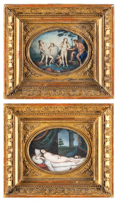 A) Giudizio di Paride B) Venere di Urbino (da Tiziano Vecellio)