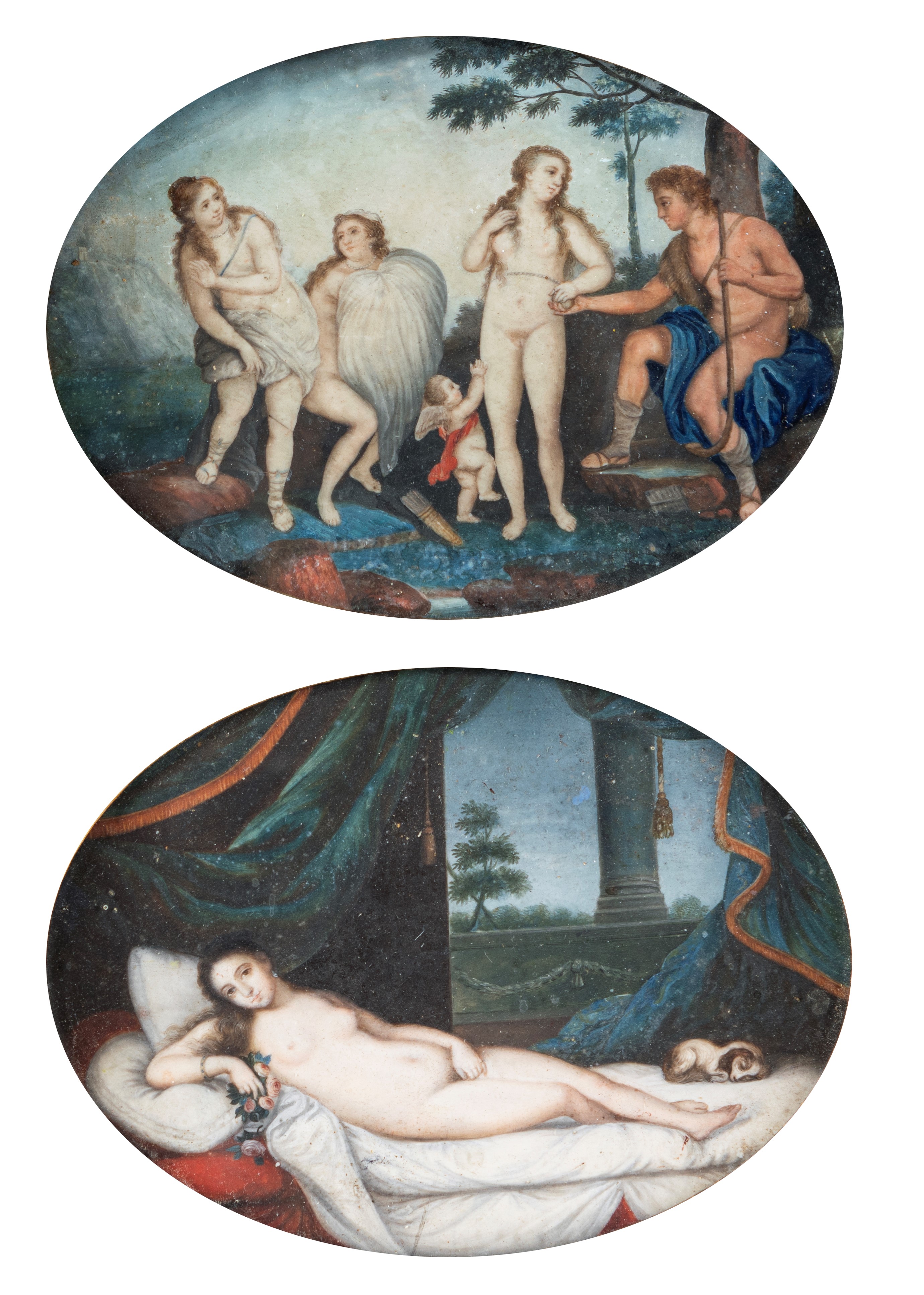 Miniaturista del XVIII Secolo - A) Giudizio di Paride B) Venere di Urbino (da Tiziano Vecellio)
