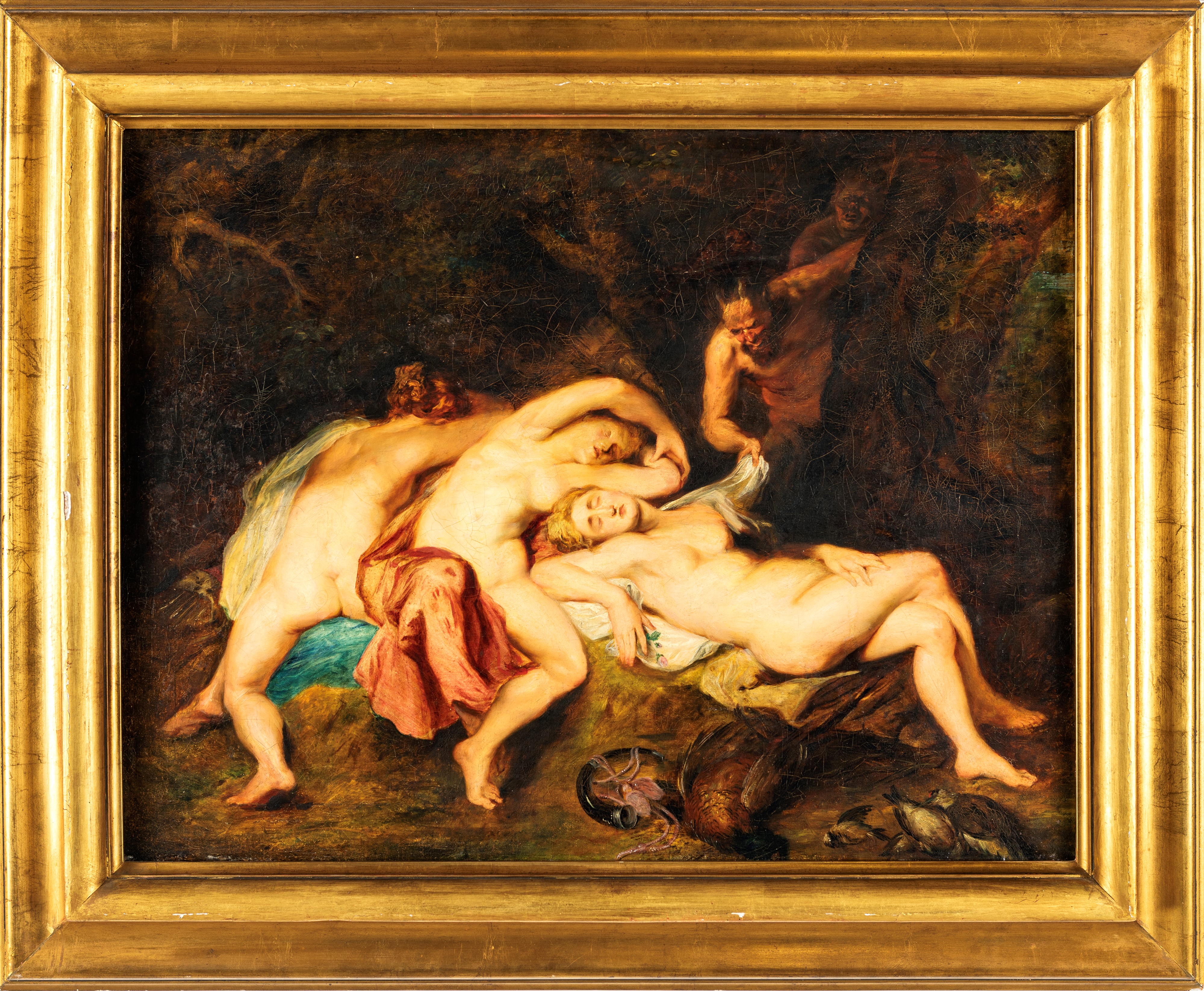 Pittore Fiammingo del XIX Secolo - Ninfe e Satiri