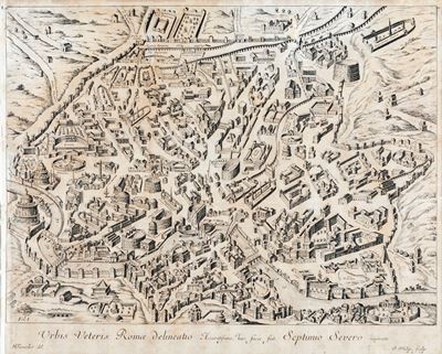 Urbis Veteris Romae Delineatio Accuratissima - Disegnata da Giacomo Torenvliet Incisa da Peter Ph...