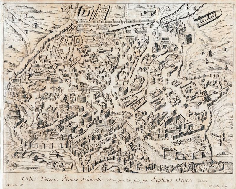 Urbis Veteris Romae Delineatio Accuratissima - Disegnata da Giacomo Torenvliet Incisa da Peter Ph...