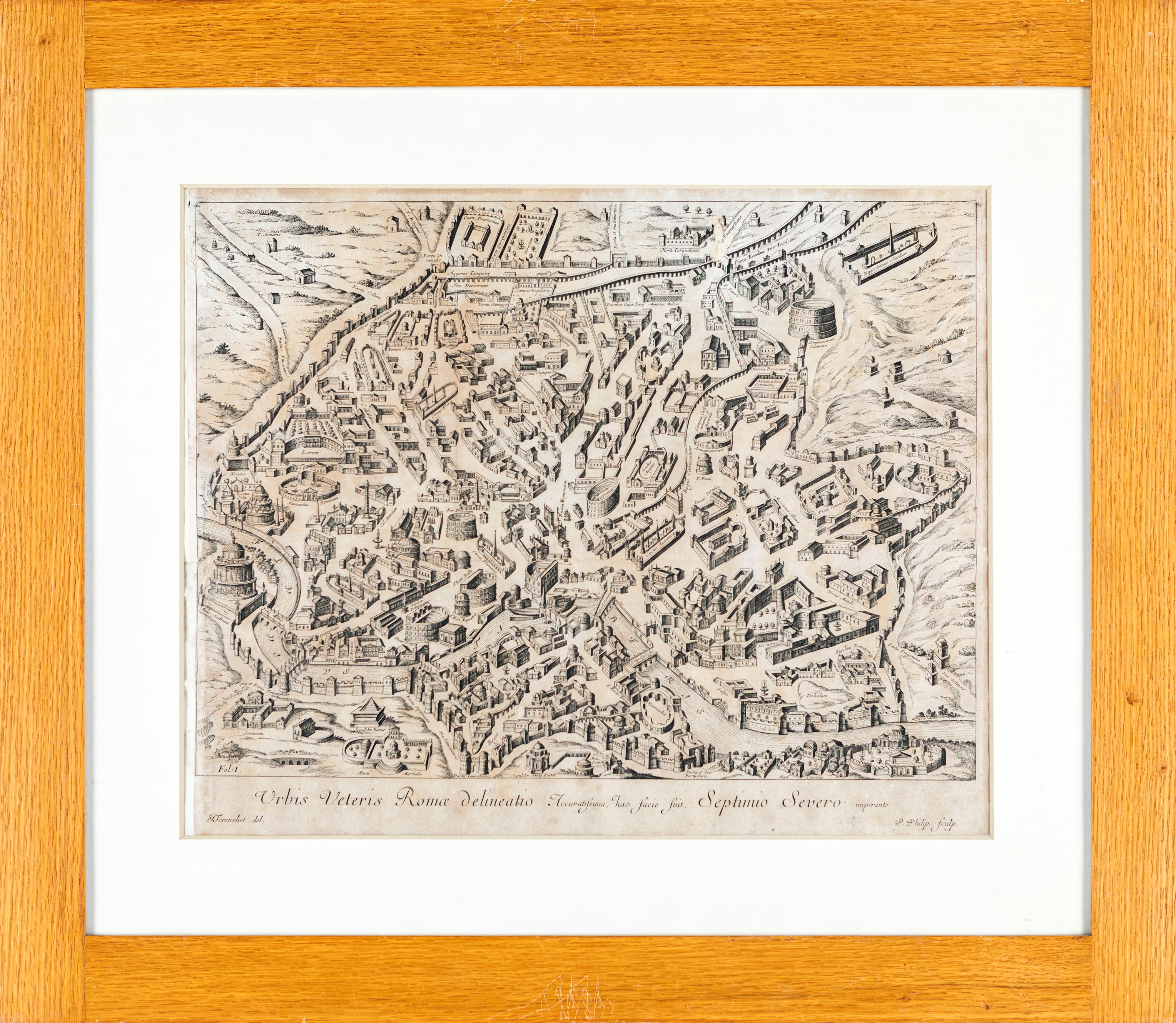 Urbis Veteris Romae Delineatio Accuratissima - Disegnata da Giacomo Torenvliet Incisa da Peter Ph...