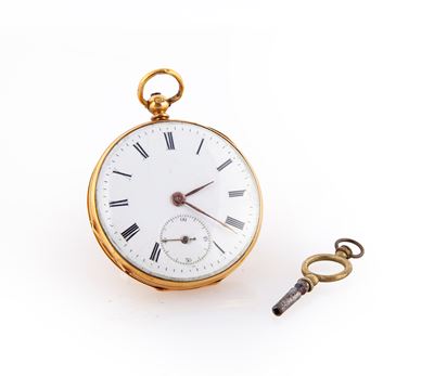 Anonimo Svizzero - Orologio da Tasca in Oro 750/000 con Scappamento a Cilindro, con 4 Rubini, Bil...