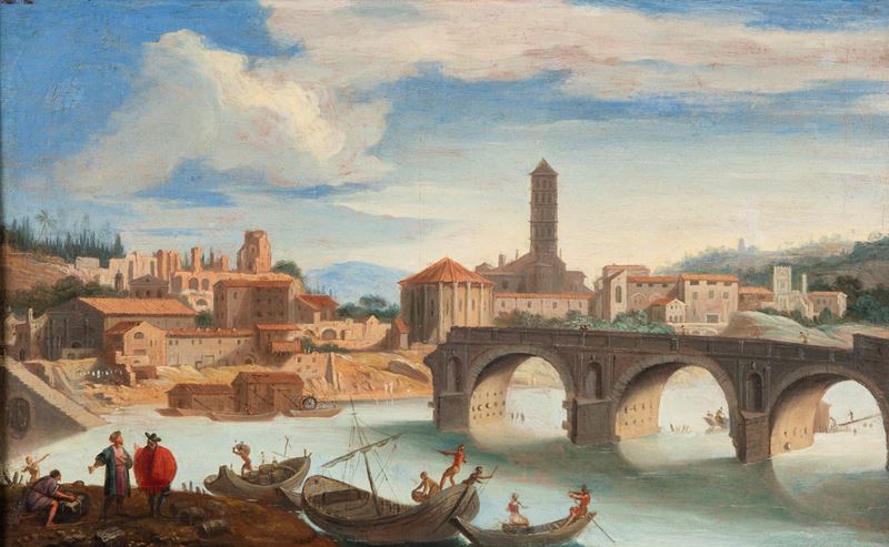 Paolo Anesi - Veduta del Tevere a Ponte Rotto