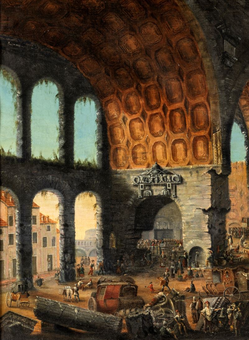 Scuola Romana del XVIII Secolo - Veduta degli Avanzi del Tablino della Casa Aurea di Nerone Detti...