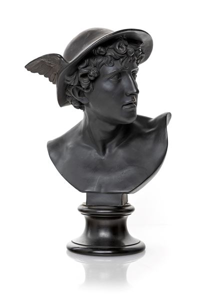 Testa di Mercurio in Basalto Nero di Wedgwood, XIX Secolo