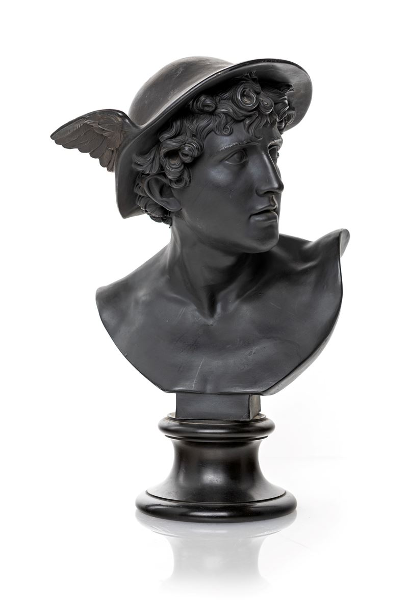 Testa di Mercurio in Basalto Nero di Wedgwood, XIX Secolo
