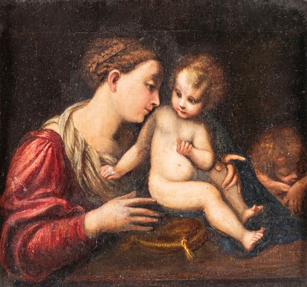 Scuola Genovese del XVII secolo - Madonna con Bambino e San Giovannino