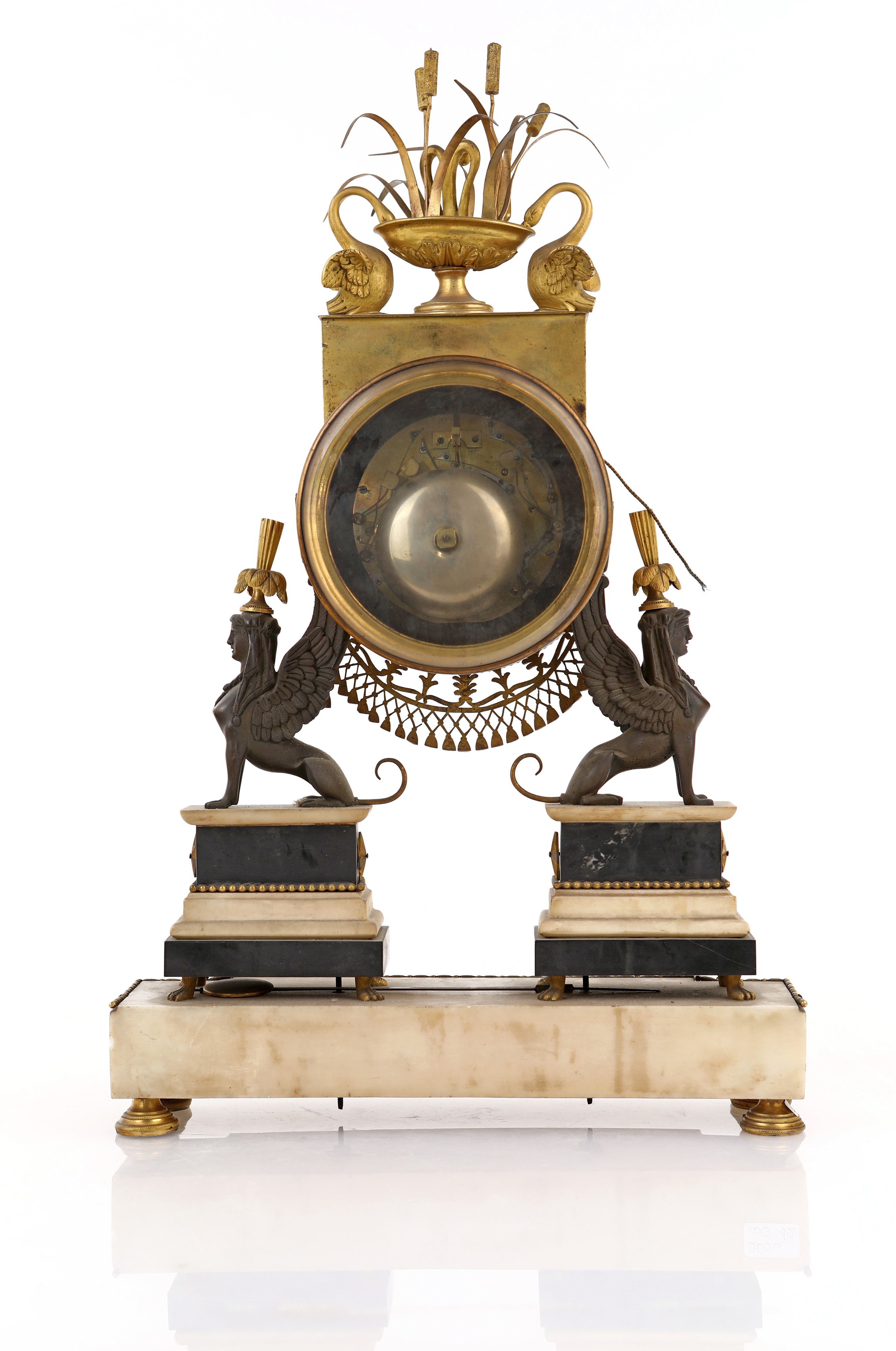 Orologio in Bronzo Brunito e Dorato D'epoca Direttorio Caratterizzato da Sfingi