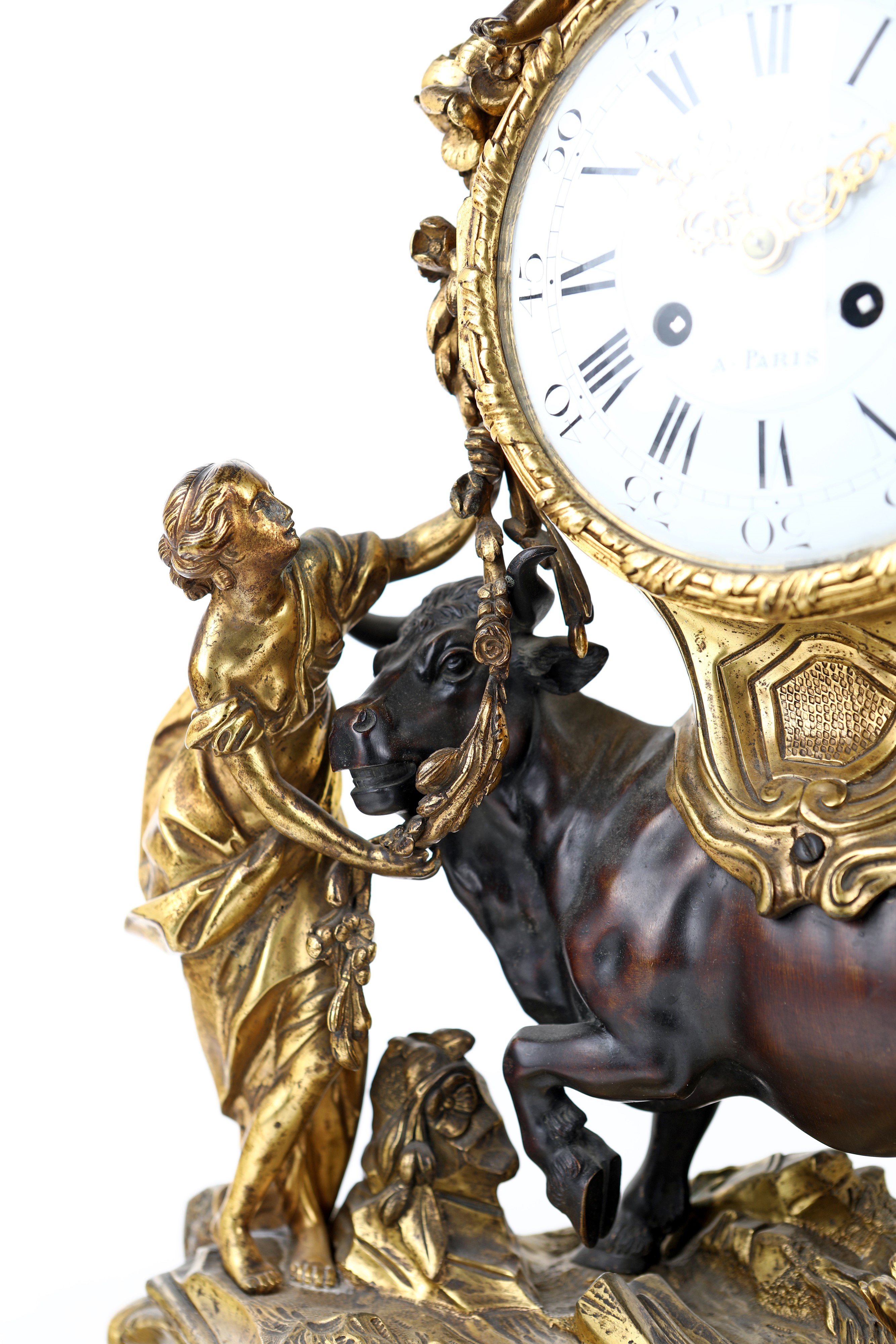Orologio in Bronzo Brunito e Dorato Caratterizzato da 'ratto di Europa', Francia, Fine del XIX Se...
