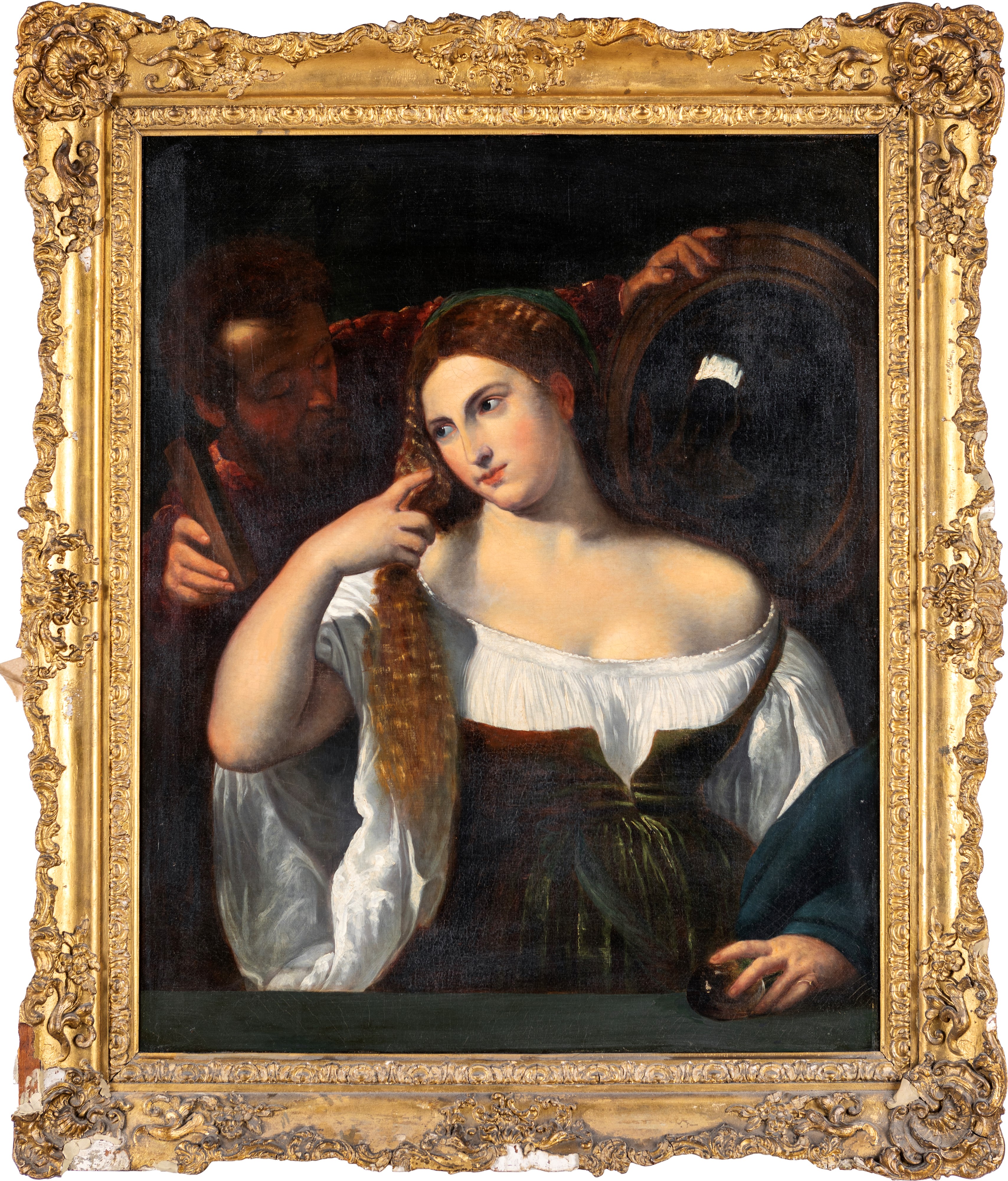 Scuola Italiana del XVIII Secolo - Donna con Specchio, da Tiziano Vecellio