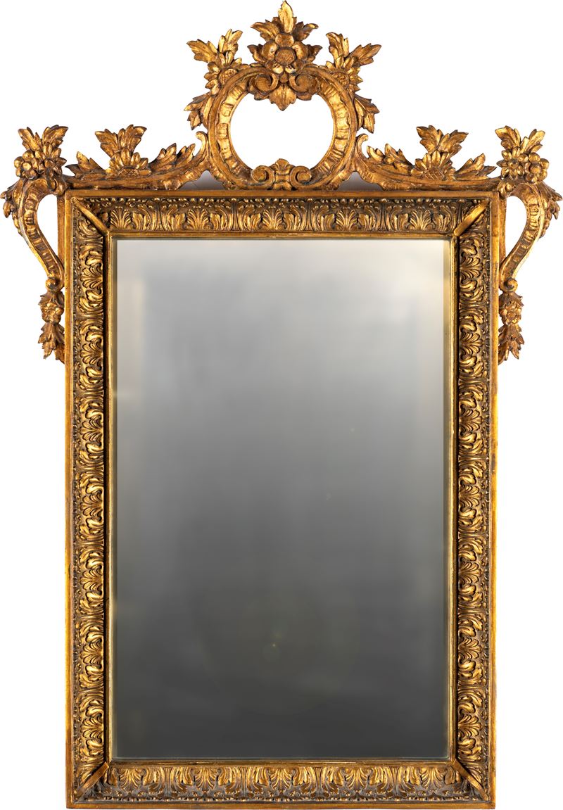 Specchiera Rettangolare in Legno Dorato, XIX Secolo