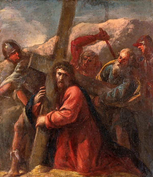 Scuola bolognese del XVII secolo - Cristo porta croce