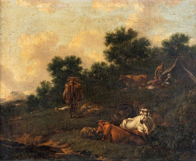 Scuola Olandese del XVIII Secolo - Paesaggio con Armenti