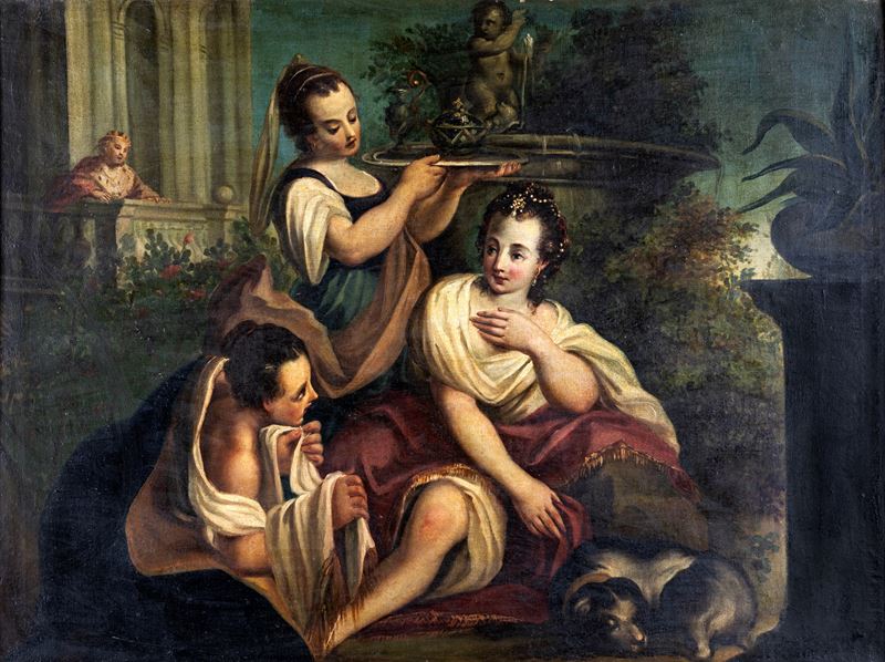 Scuola Romana del XVIII Secolo - Betsabea al Bagno