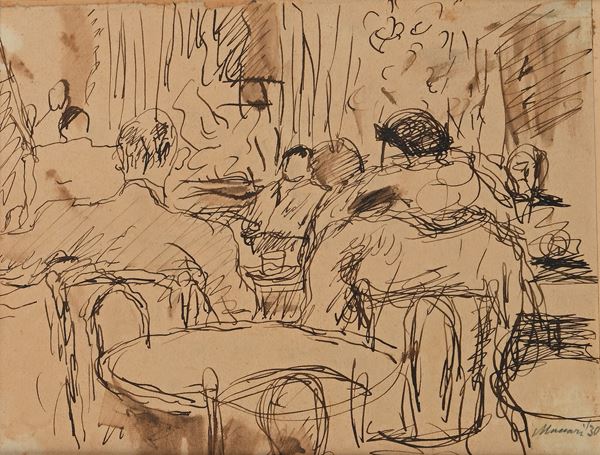 Mino Maccari - Interno di caffè