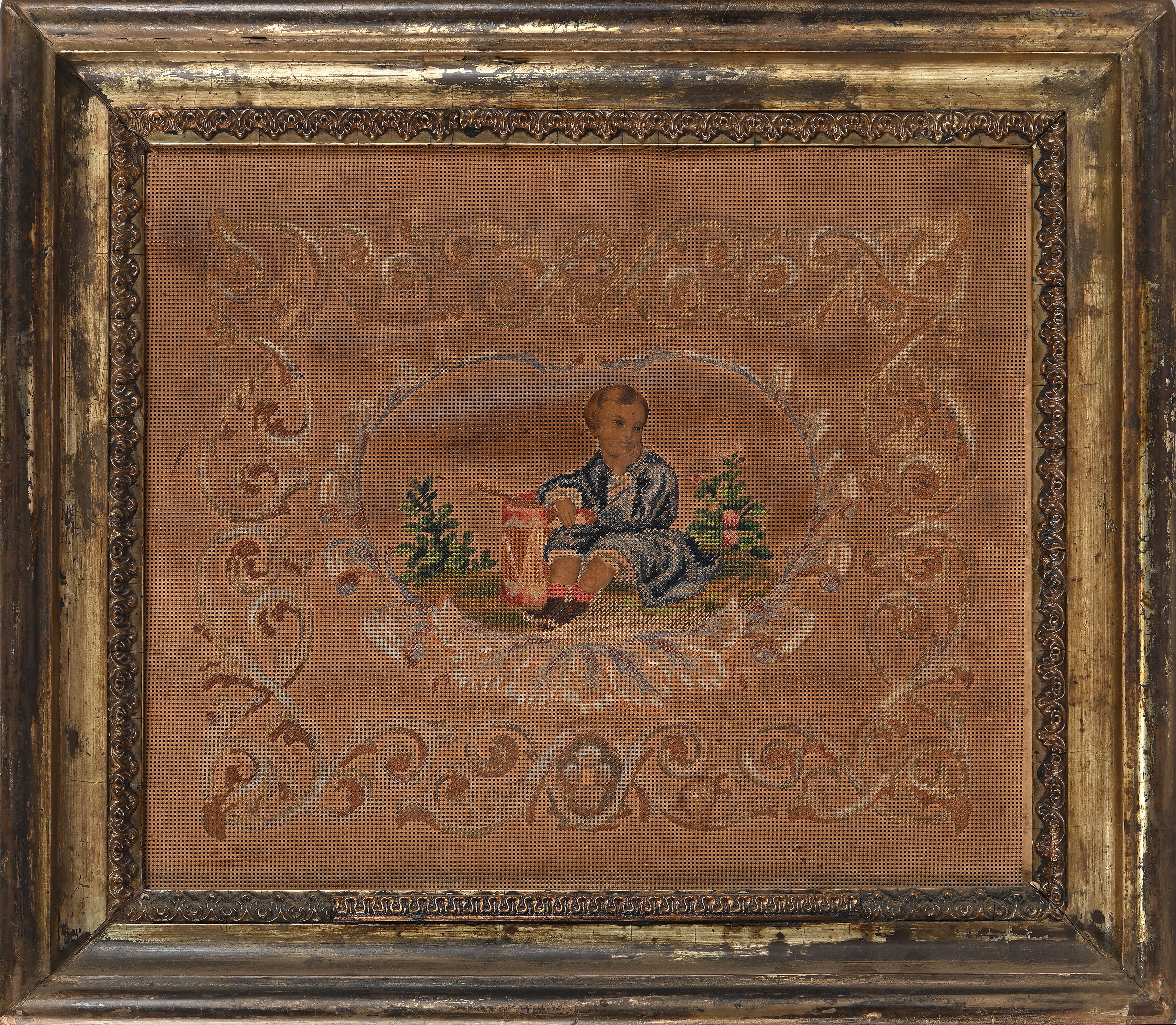 Ricamo incompiuto e découpage, fine del XIX secolo