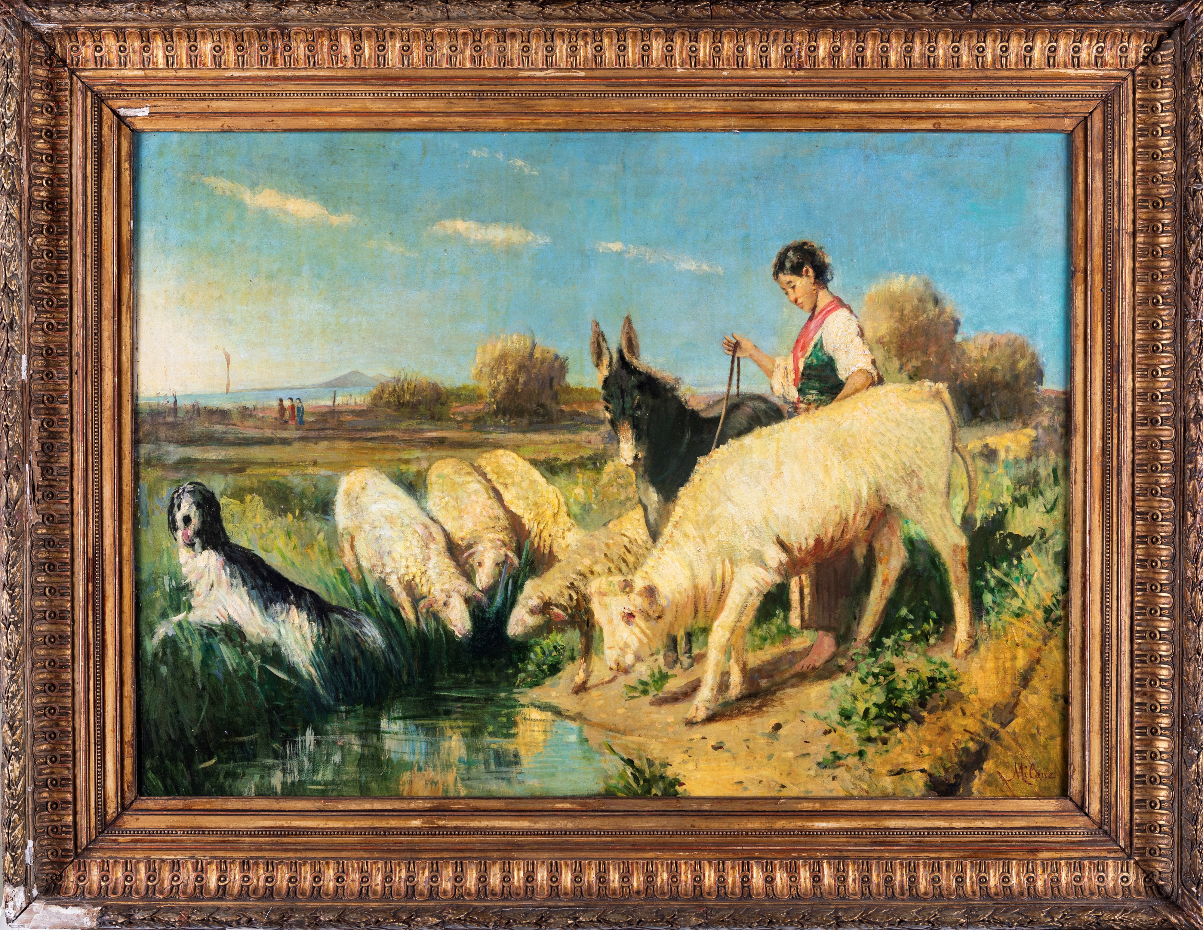 Antonio Milone - Pastorella con Gregge e Asinello