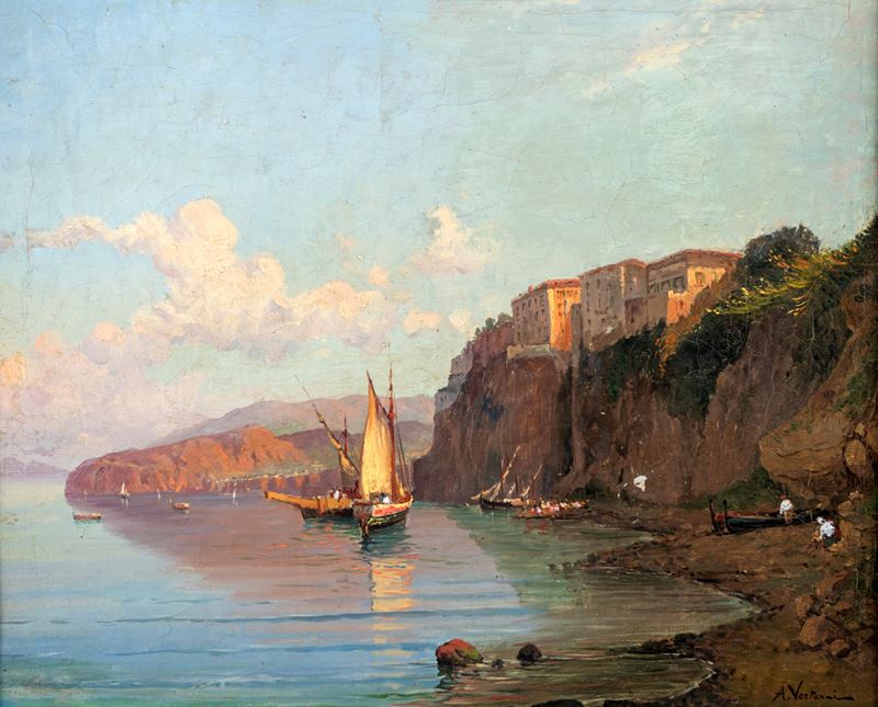 Achille Vertunni - Veduta di Sorrento dal Mare