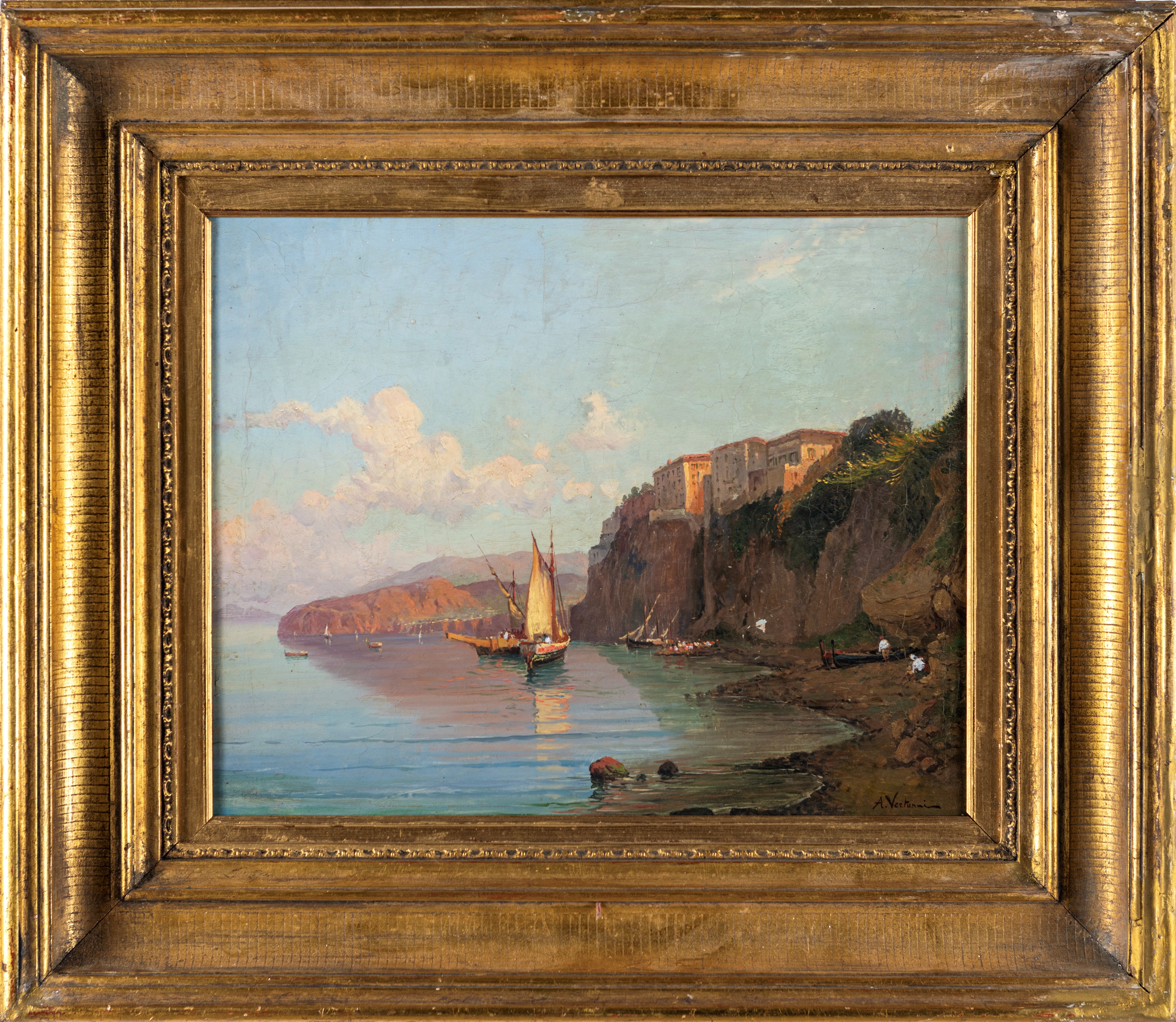 Achille Vertunni - Veduta di Sorrento dal Mare