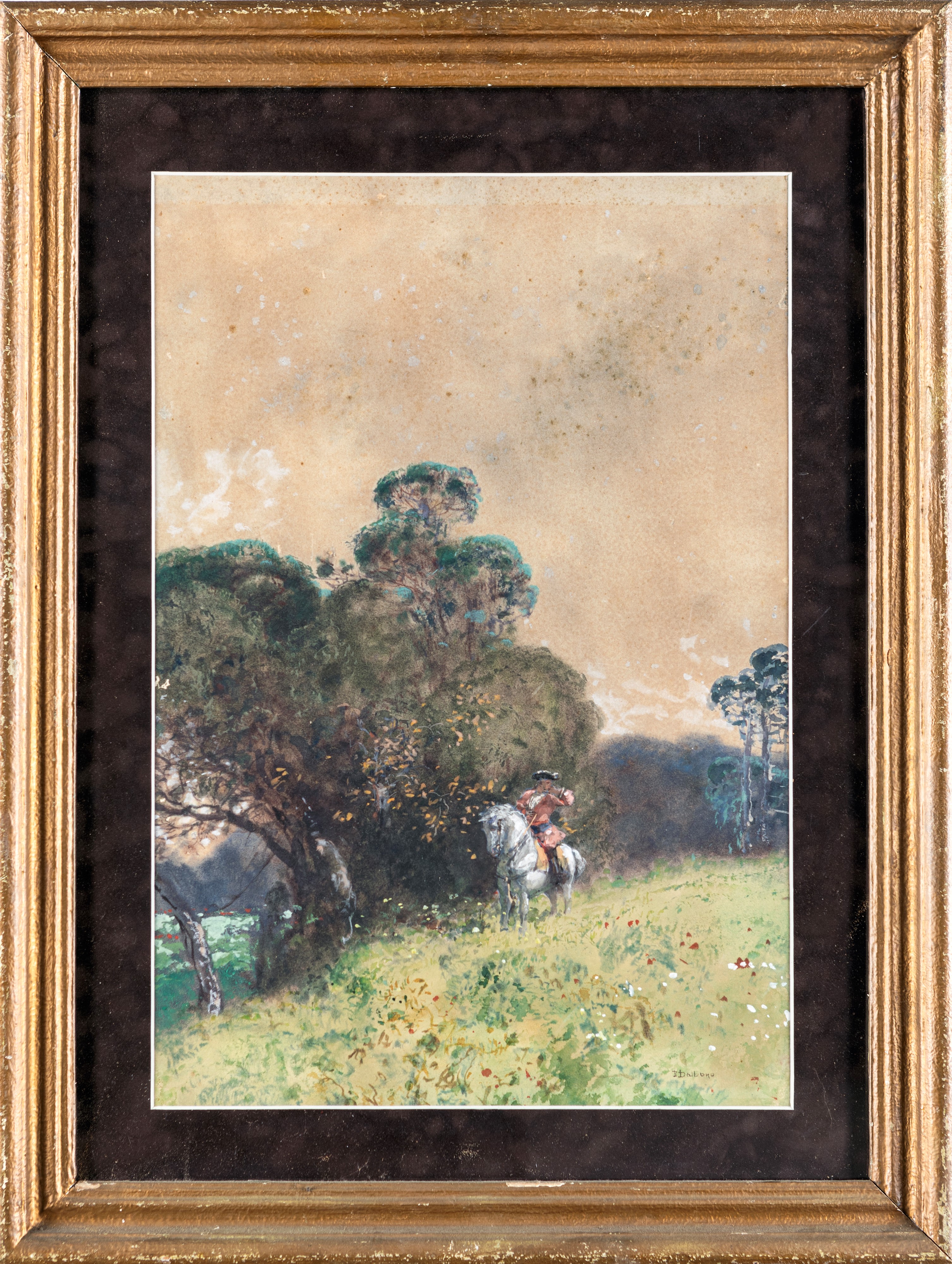 Eduardo Dalbono - Paesaggio con Cavaliere