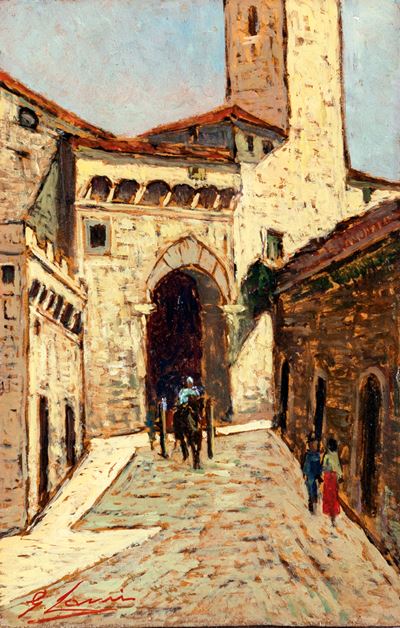 Scorcio di Paese con Carro