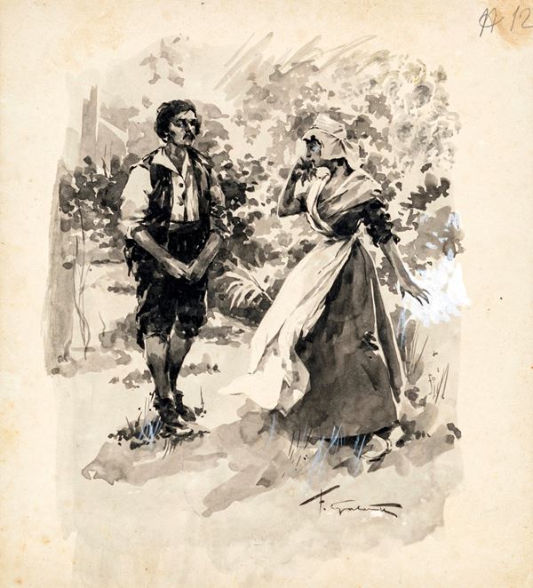 Francesco Galante - L'Incontro - Tavola per illustrazione di "Racconti della steppa"