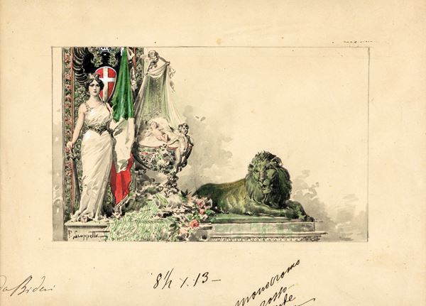 Pietro Scoppetta - Allegoria dell'Italia - Tavola per illustrazione