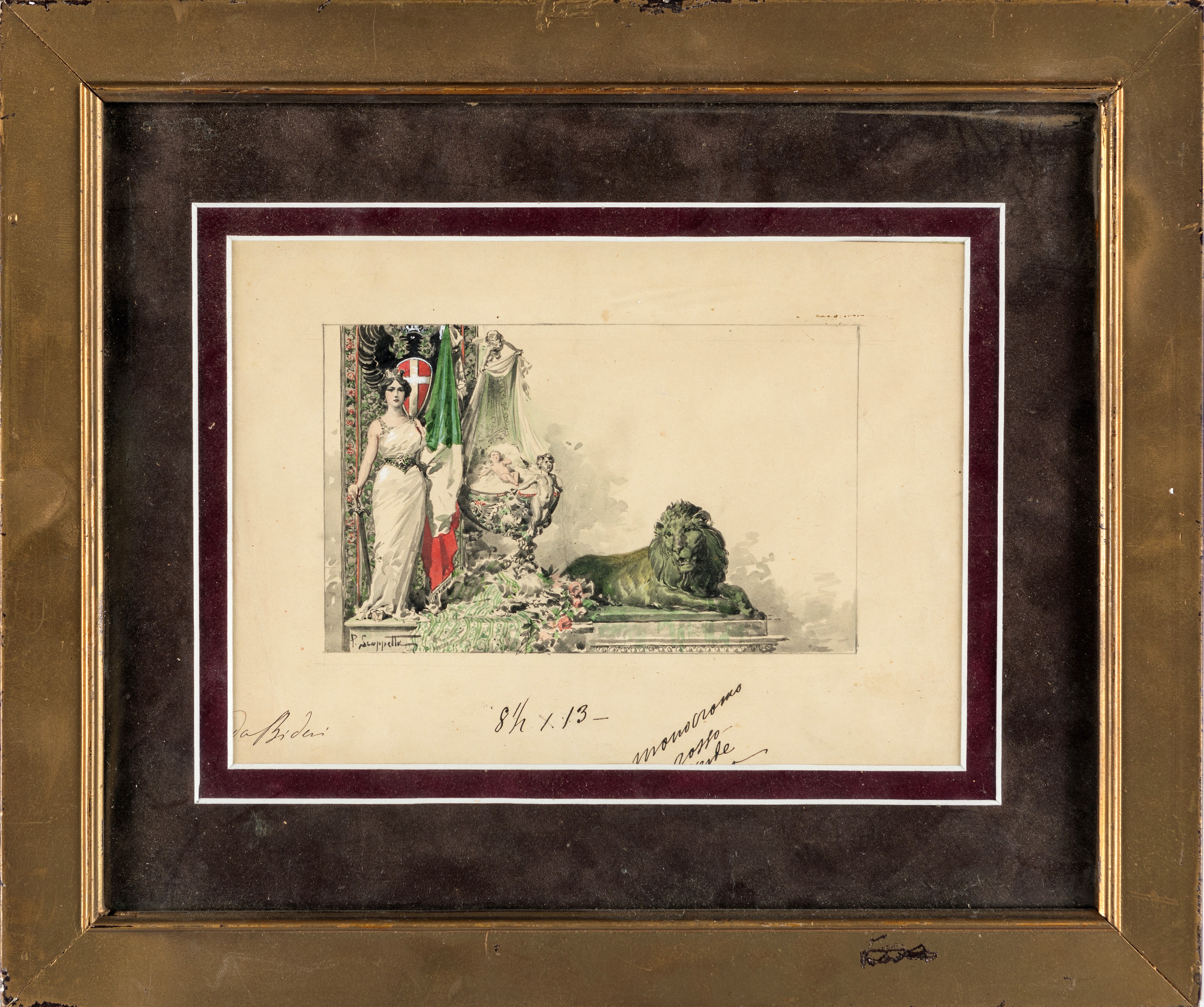 Pietro Scoppetta - Allegoria Dell'italia - Tavola per Illustrazione