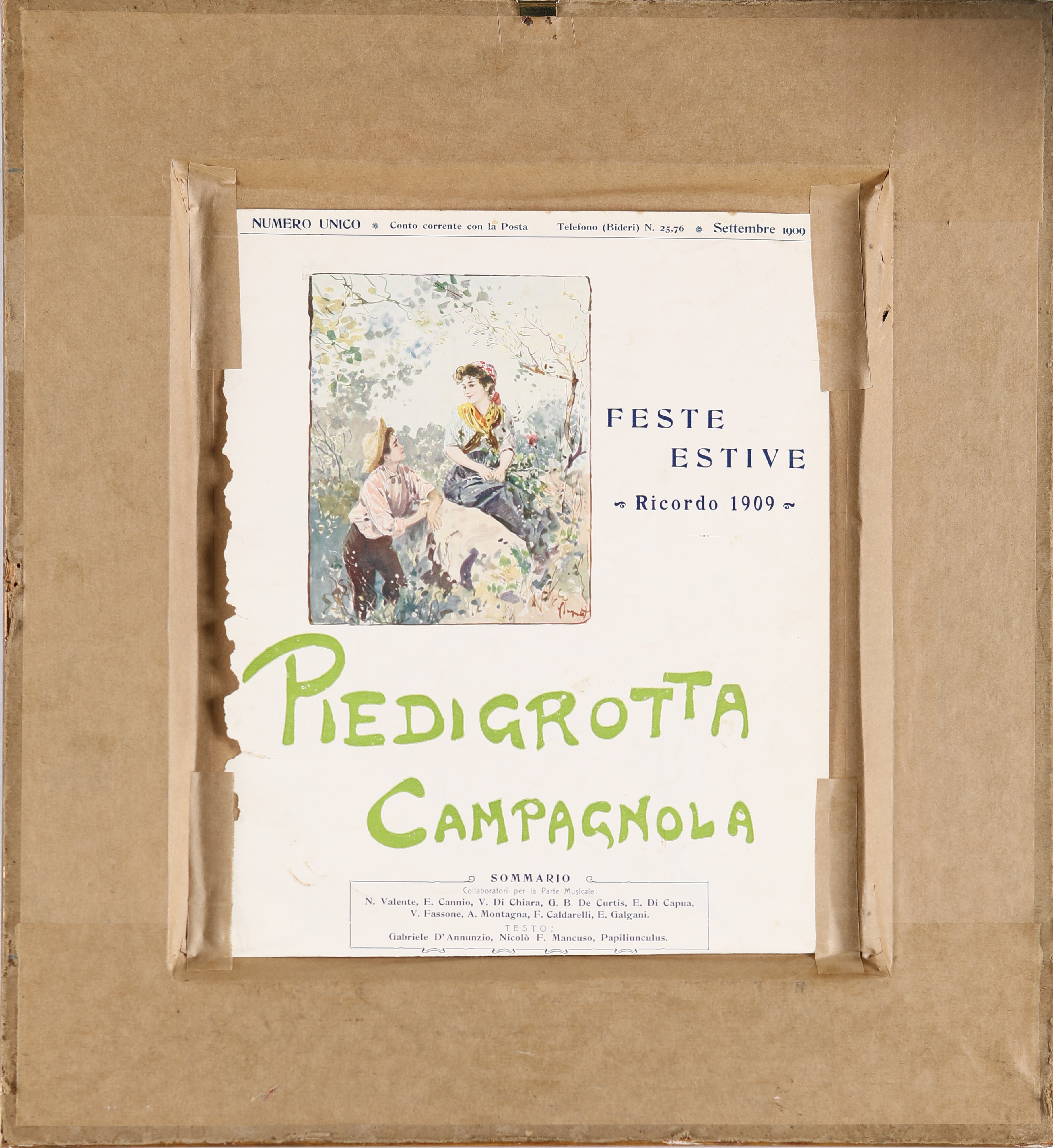 Pietro Scoppetta - Gli Innamorati - Studio per L'album Ricordo Piedigrotta Campagnola, 1909