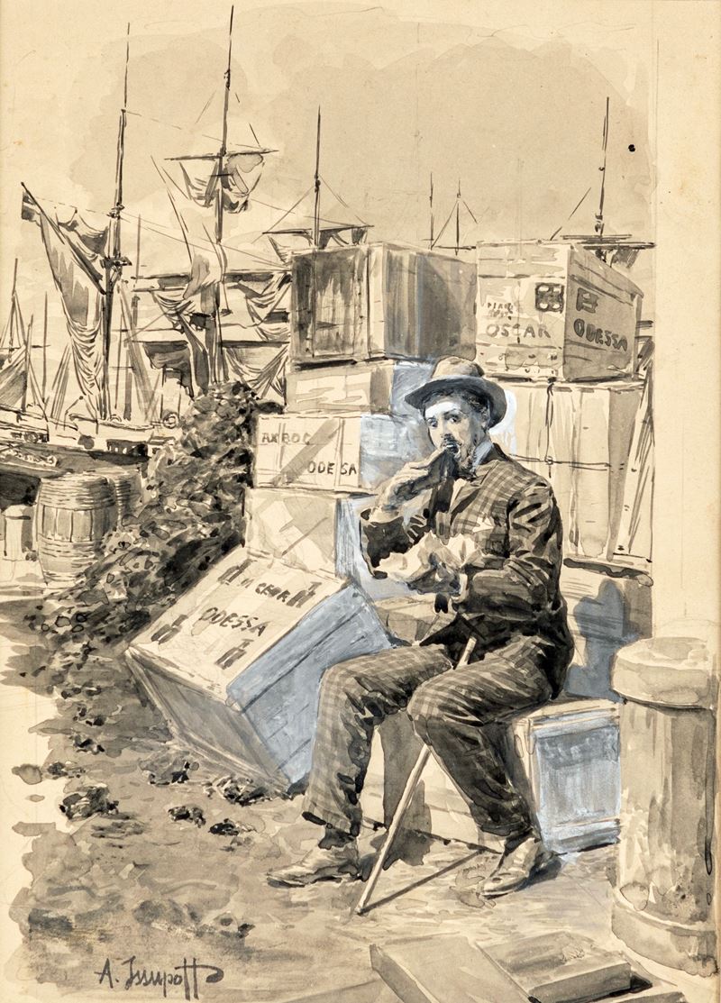 Alessio Issupoff - L'imbarco da Odessa - Tavola per Illustrazione