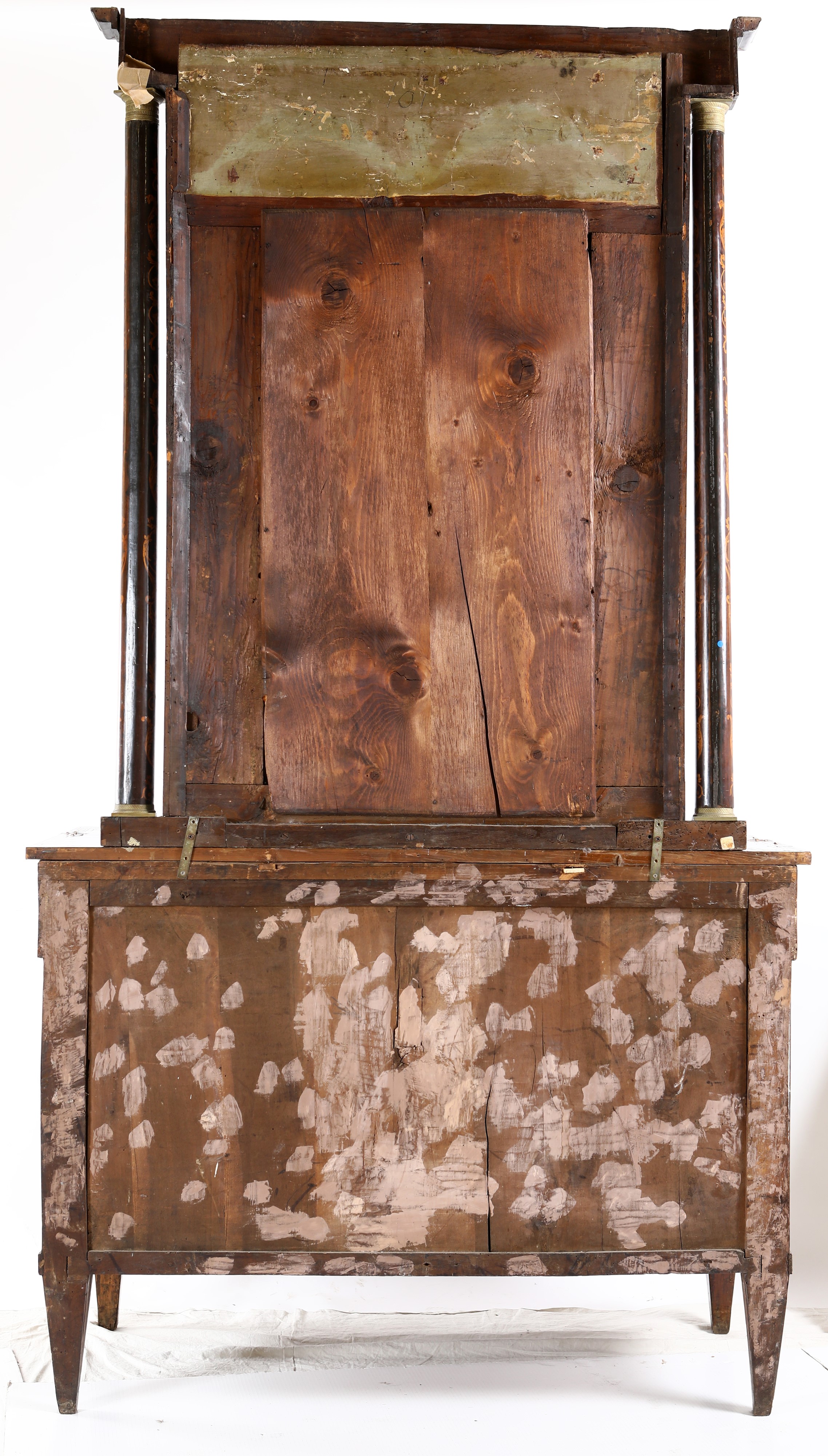 Cassettone in Noce Intarsiato con Specchiera En Suite, XIX Secolo