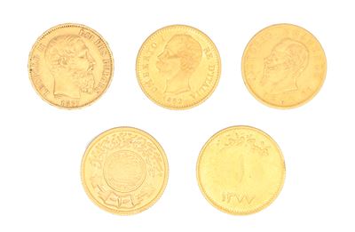 Lotto: 2 Monete 20 Lire Regno D'italia; 20 Franchi Belgi; 2 Monete Ottomane