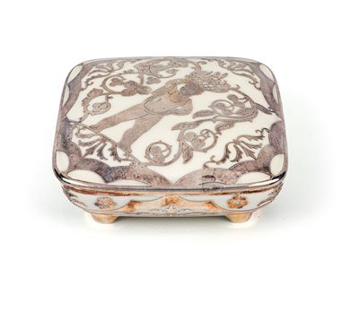 Scatola in Porcellana Avorio e Argento, Elfenbein Rosenthal, Kronach, Germania