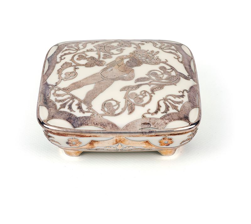 Scatola in Porcellana Avorio e Argento, Elfenbein Rosenthal, Kronach, Germania