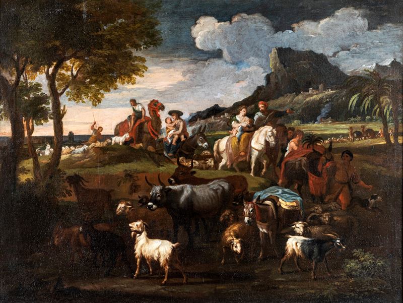 Pieter Muller Detto il Cavalier Tempesta - Paesaggio con Personaggi e Armenti