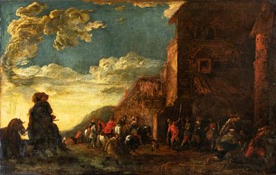 Cavalieri Presso un Casolare