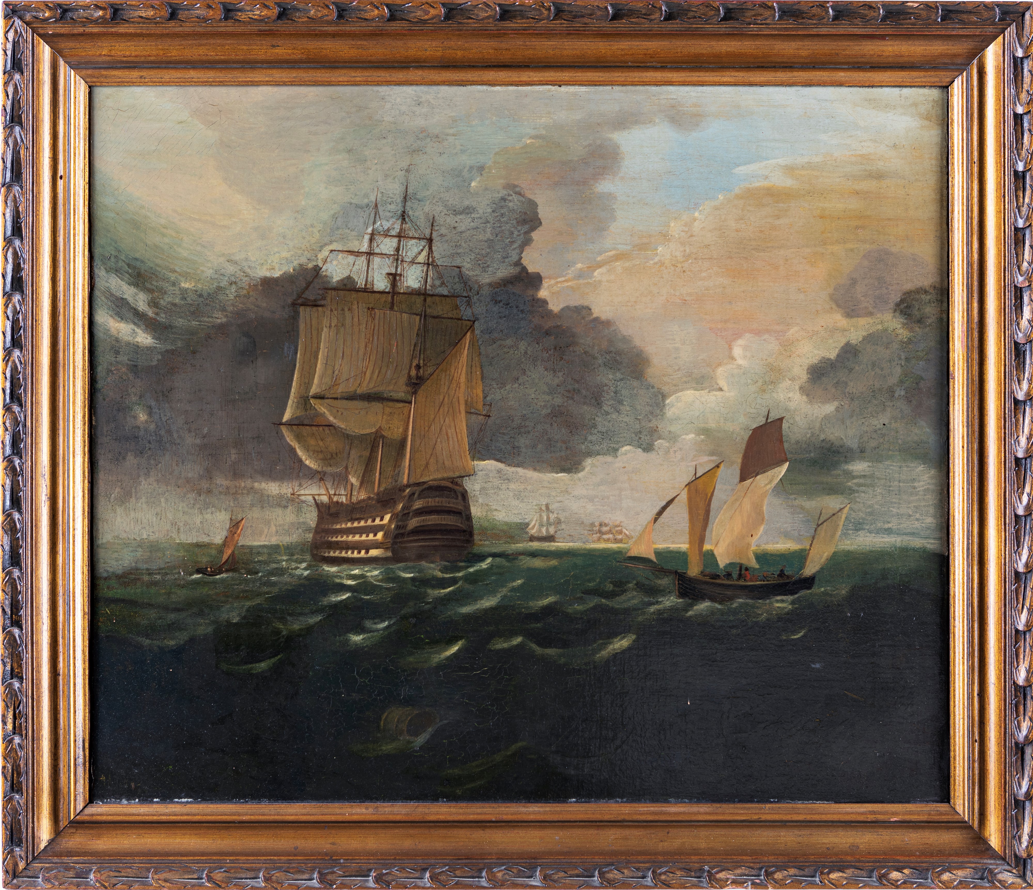 Scuola Olandese del XIX Secolo - Mare con Vascelli