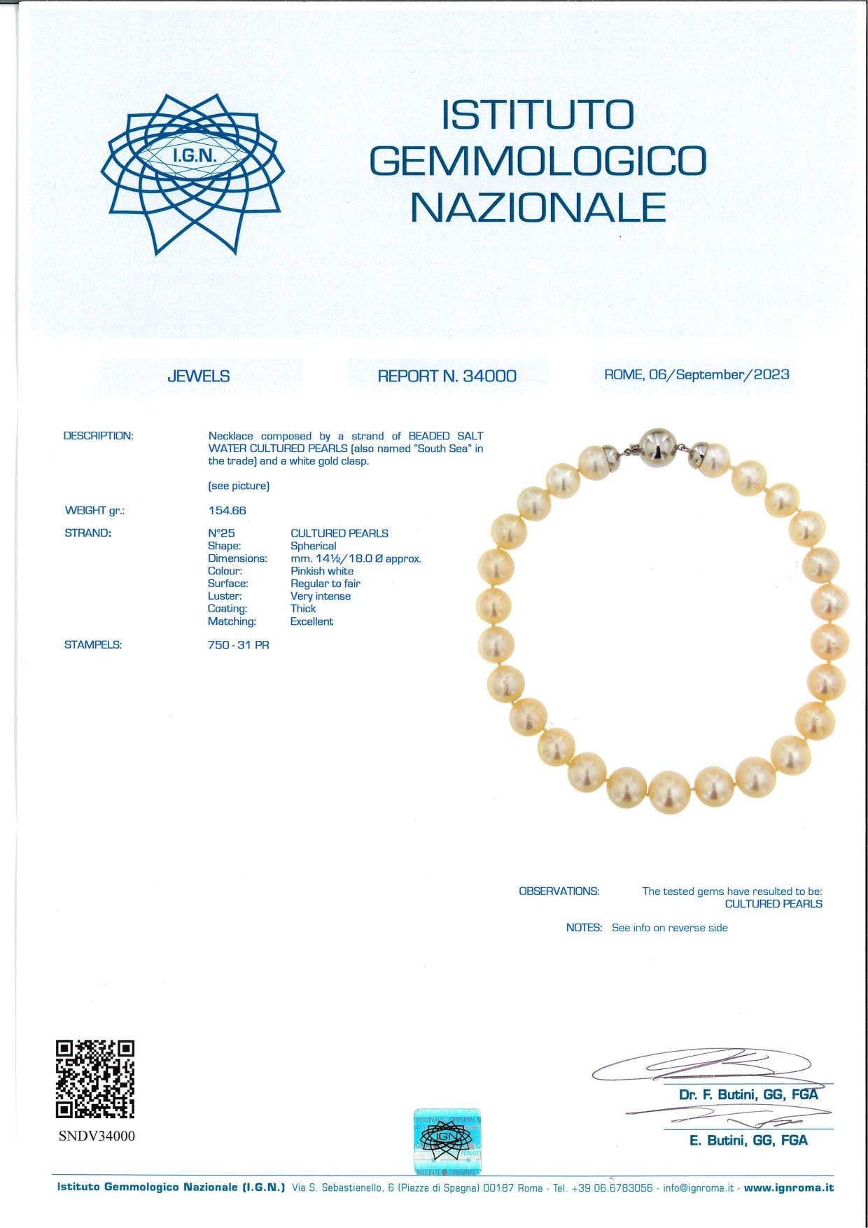 Collana di Perle South Sea e Oro