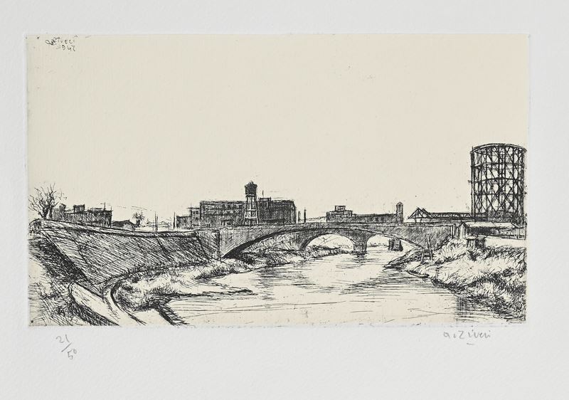 Alberto Ziveri - Fiume con Ponte