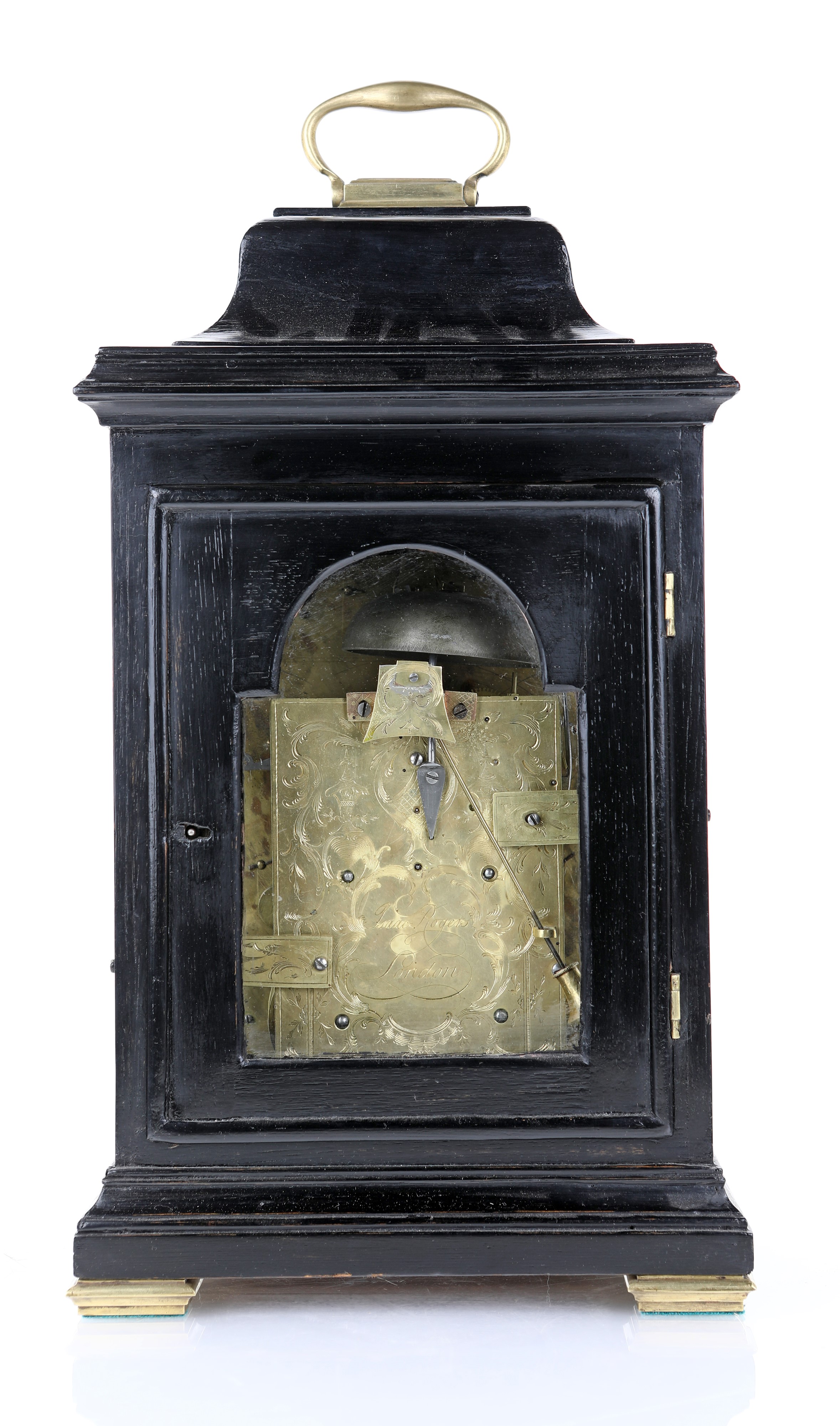 Pendola da Tavolo Bracket in Legno Ebanizzato Firmato Isaac Rogers, Londra, 1760
