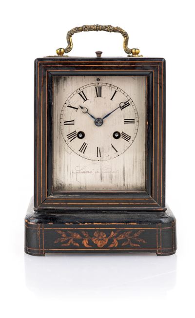 Pendola da Viaggio in Legno Intarsiato, Lainé À Paris, 1830