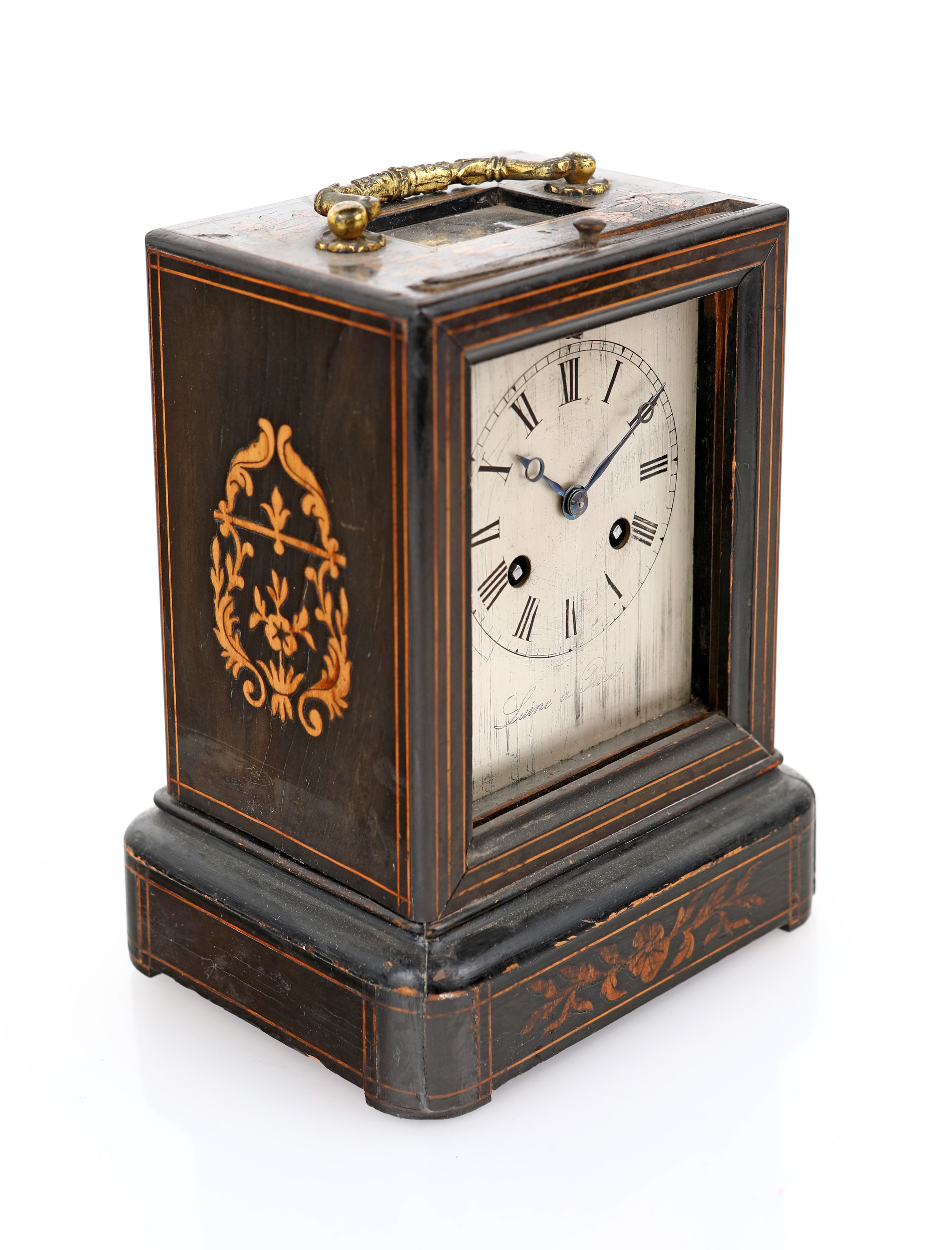 Pendola da Viaggio in Legno Intarsiato, Lainé À Paris, 1830
