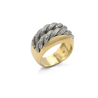 Anello a Treccia in Oro e Brillanti